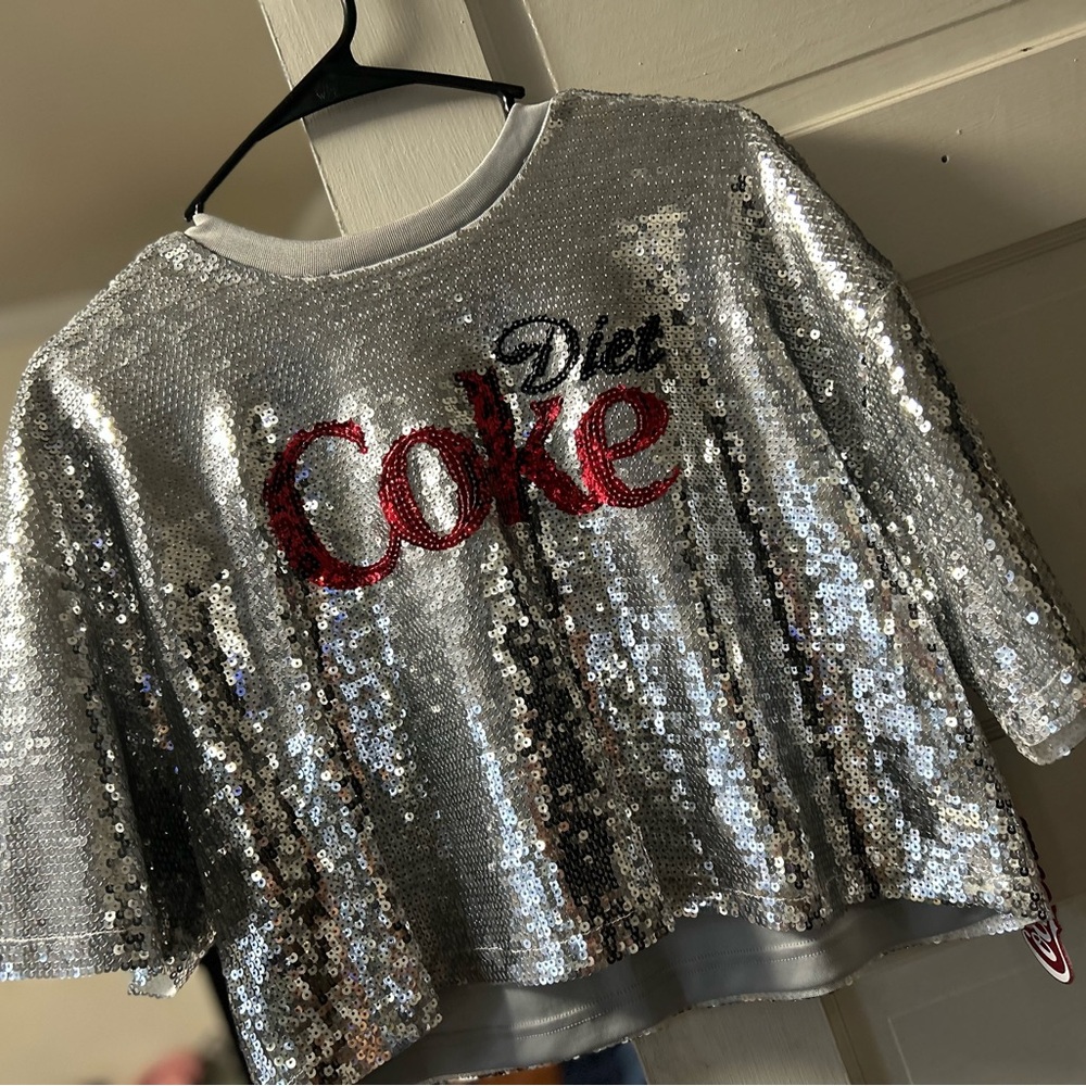 Diet Coke Silver Sequin Crop Top